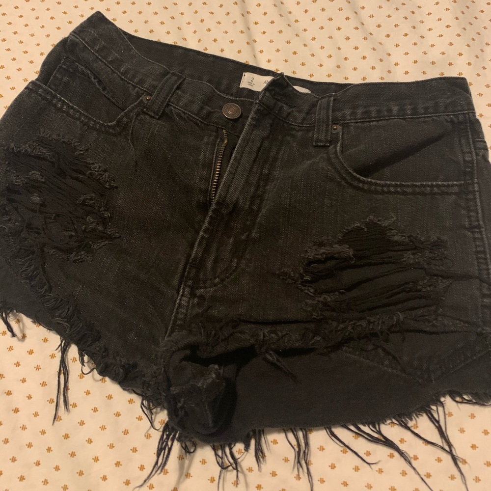 Abercrombie Black Frayed Jean Shorts Sz 2/ Sz 26
